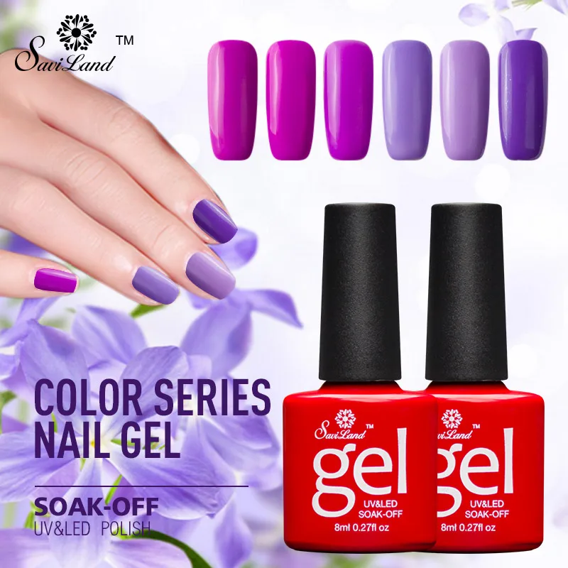 

Saviland 1pcs Gorgeous Nail Gel Polish Soak Off Semi Permanent Purple Series Gel Varnish Glitter Colorful UV Gel Lak