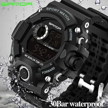 2017 Sanda Digital Wristwatches Men G Style Shock Watch Waterproof Shockproof Top Brand Luxury Date Calendar LED Sports Watches