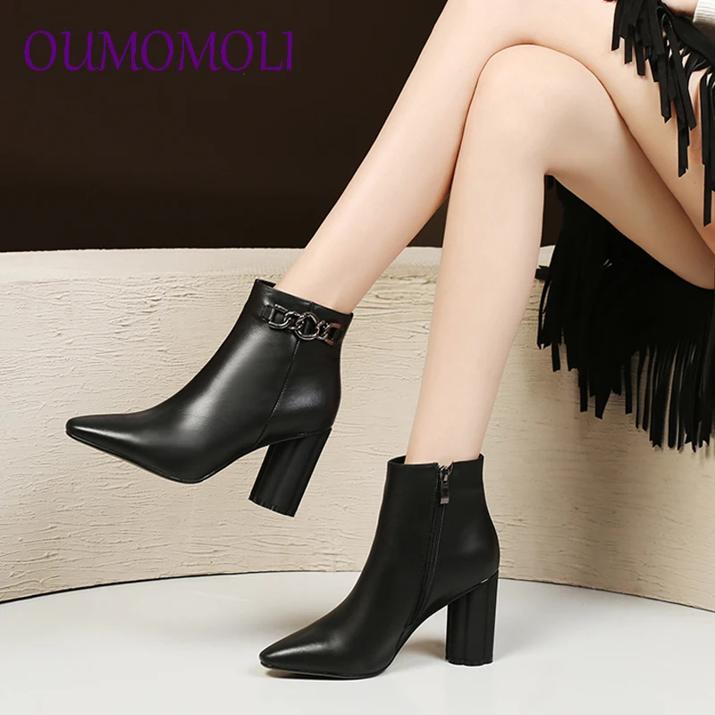 

2019 the new Brand Genuine Cow Leather Women's Shoes Ankle Boots Sexy Thin High Heels Pointed Toe Boots Woman Shoes
