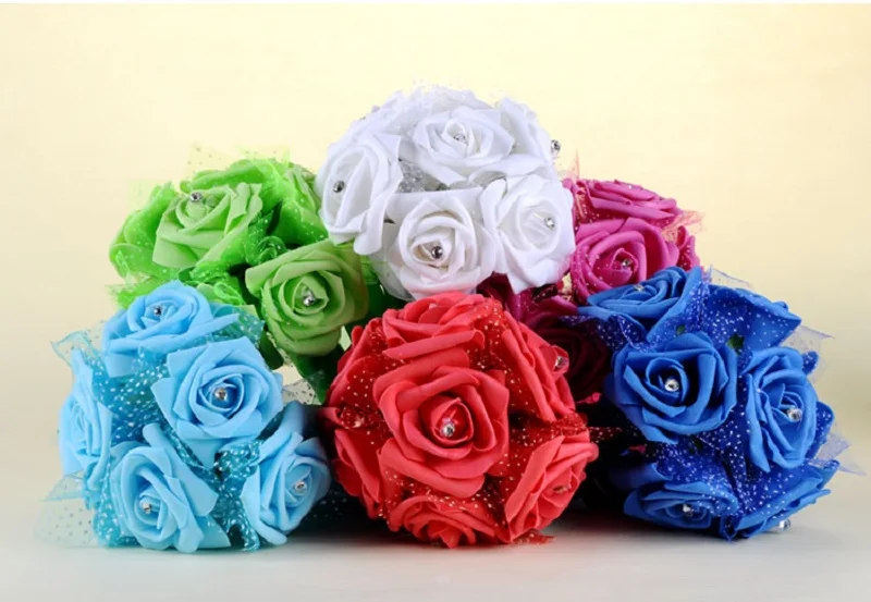 Маленький цветок девушка букеты для свадьбы красивый хрустальный атласная роза Свадебные букеты маленьких детей аксессуары для невесты 2019