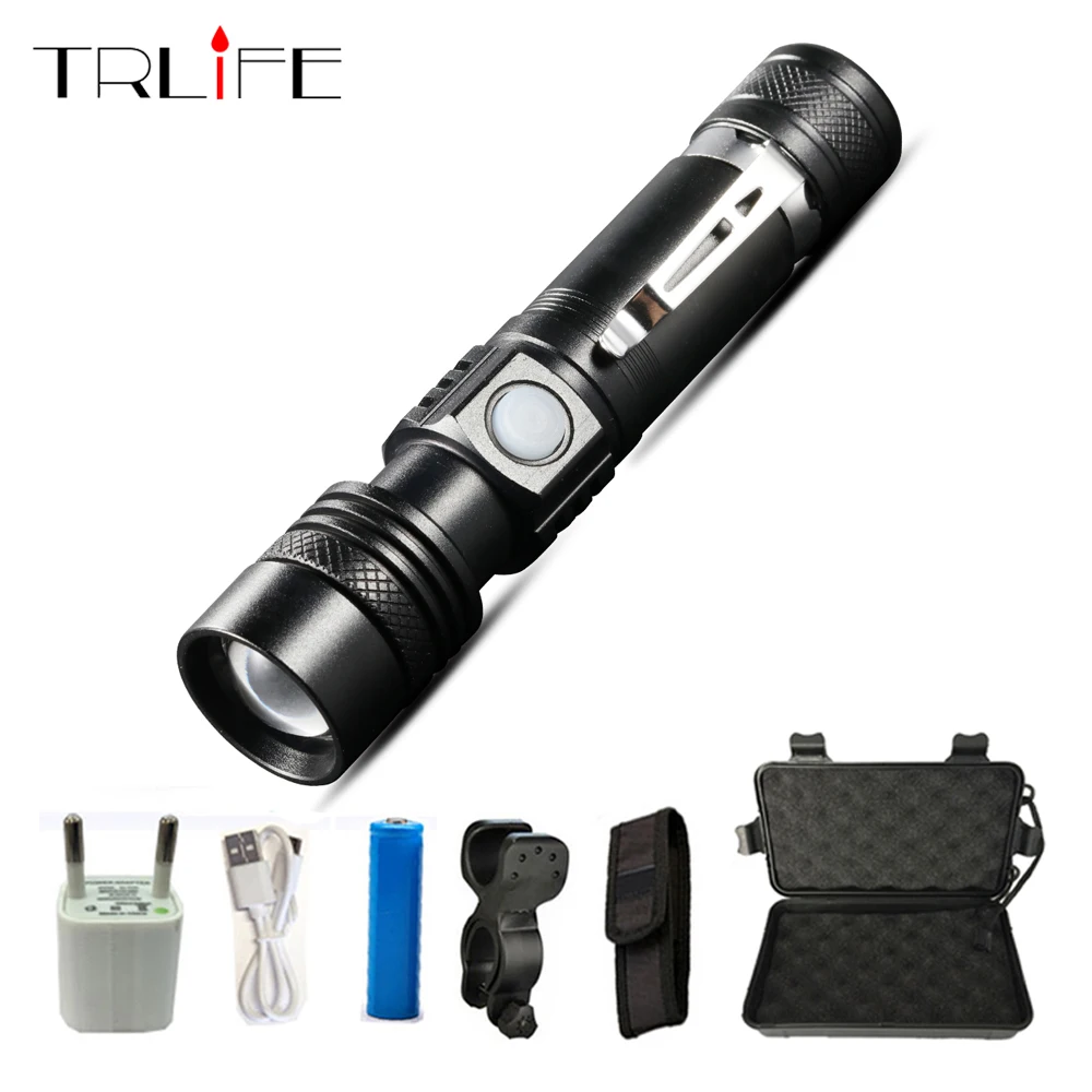 

8000LM Powerful T6 LED Flashlight Waterproof 18650 LED Torch Flash Light Bicycle Light Torch Lamp Lanterna USB Charging Reminder