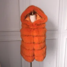 2016 The new high-quality long fox fur hooded vest female autumn and winter luxury fur coat fall and winter new ex-factory price
