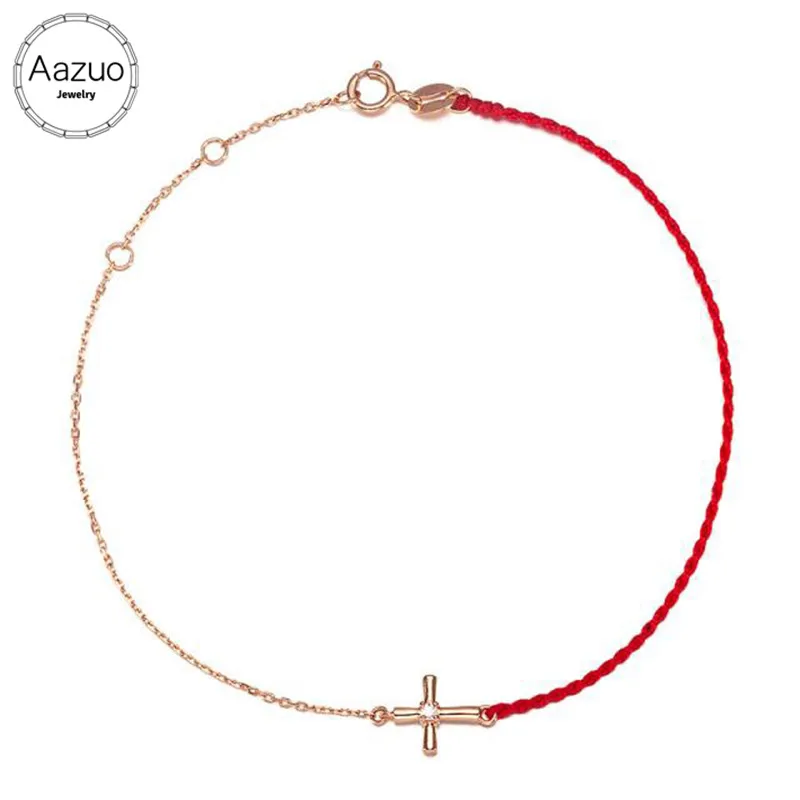 Aazuo 18K розовое золото Au750 настоящий алмаз 0.02ct IJ Si1 Прекрасный Мини-Крест красная