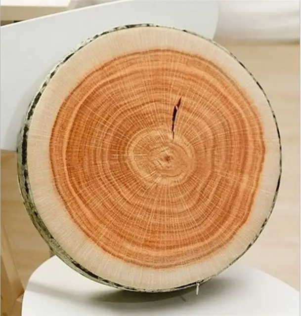 1pc New Stump Shaped Decorative Pillows Cute Round Woods Grain