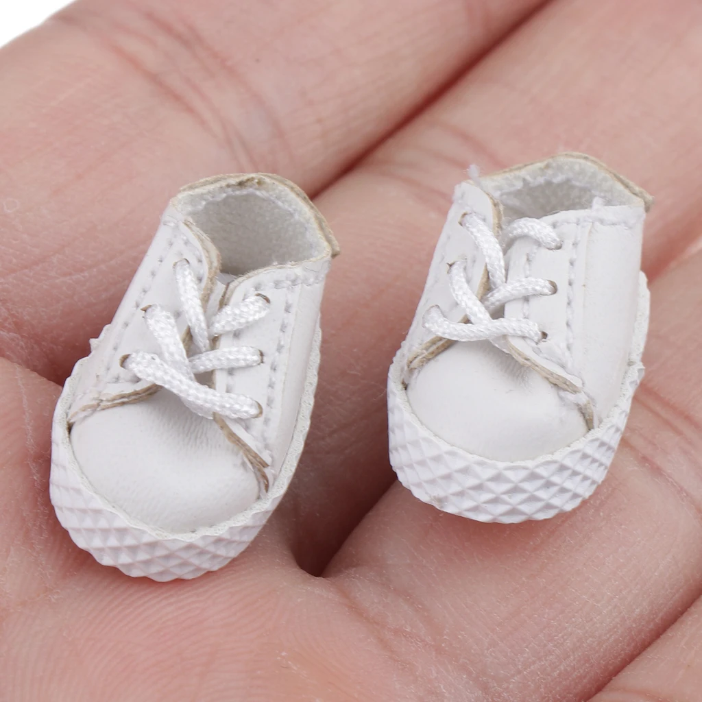 Fashion PU Shoes Flat Heel Lace Up Sneakers for OB11 1/12 BJD Ball Jointed Doll Clothes Outfit 11inch Doll DIY Accessories