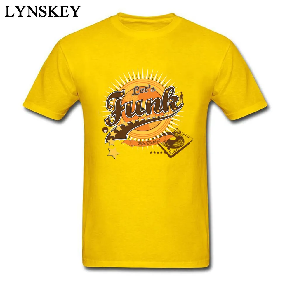 Personalized Tops Shirts New Arrival Round Collar Short Sleeve Let s Funk All Cotton Mens T Shirt Printed On Summer/Fall Tee Shirts Let s Funk yellow