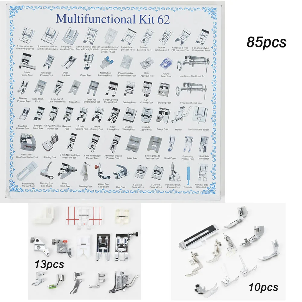 42/48/52/62/75/85 шт Главная/Внутренний швейная машина ноги прижимной Швейные машина ног Наборы для брата Singer Janome - Цвет: kit 85
