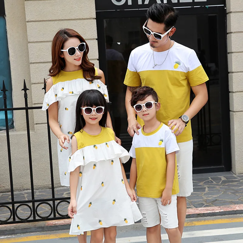 

Family Matching Outfits Mother and Daughter Father and Son Clothes Family Look Girl Dress Brother T-Shirt Little Sister