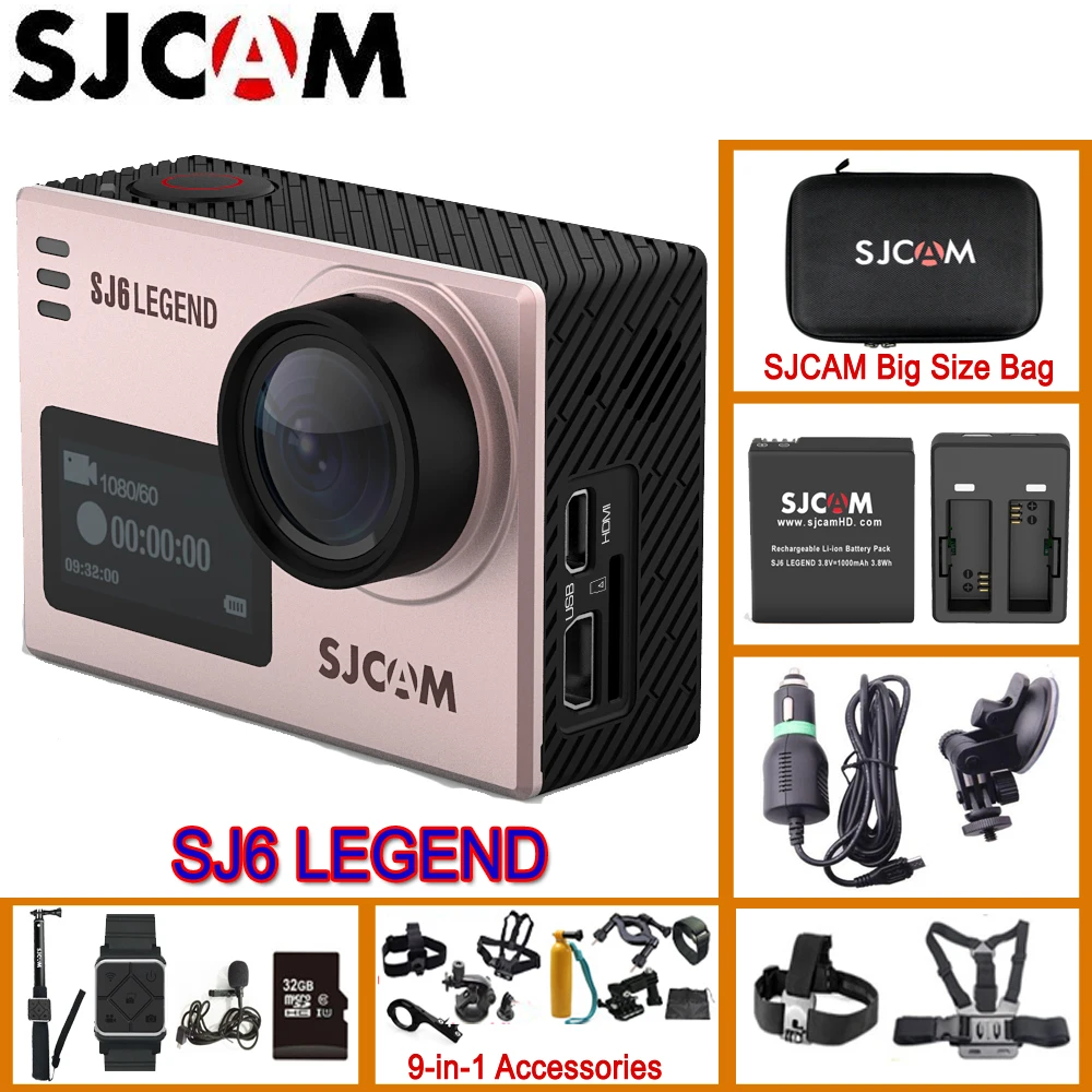 

Original SJCAM SJ6 Legend Gyro Action Helmet Sports DV Camera Waterproof 4K NTK96660 16MP RAW FOV Dual-Screen Sport DVR