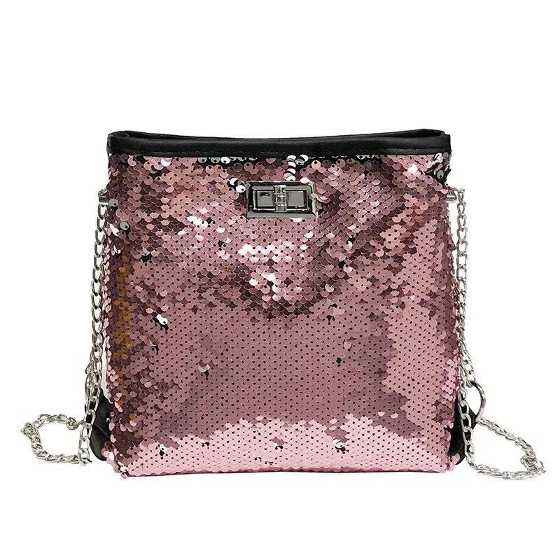 Сумки через плечо с блестками для женщин, клатч, модные блестящие вечерние сумки, известный бренд, дизайнерская женская маленькая сумка на плечо с цепочкой, bolsa - Цвет: Розовый