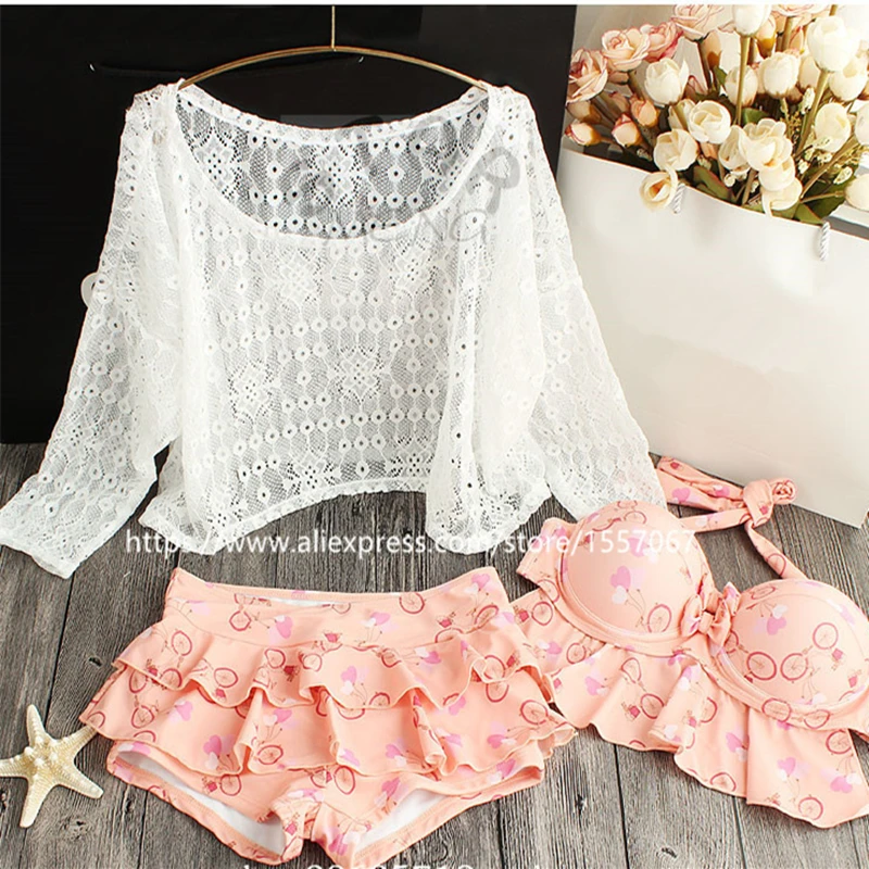 2018 Staerk Limited Cute Girl Swimwear Bikinis Small Chest Gather Steel