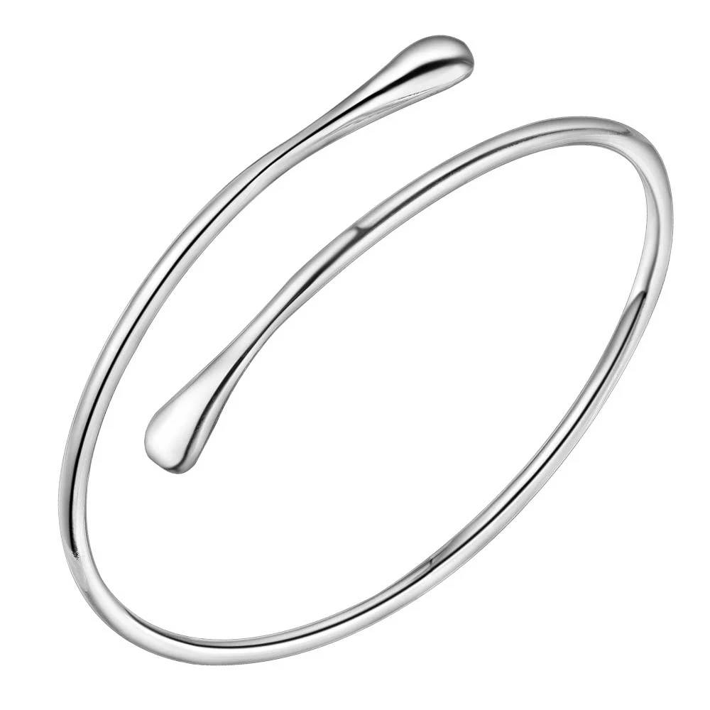 

Charming Elegant Silver Bangles & Bracelet For Women Minimalist Water Drop Simple Designs Polish Best Friends Girls Gift Jewelry