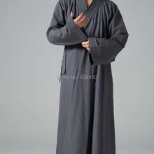 Буддистмедитация монахи костюмы хлопок и лен gownmartial arts uniformslay robeabbot одежда весна и осень темно-серый
