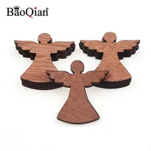 12 шт., 48x50 мм, деревянные Мультяшные Креативные украшения, сделай сам, милый ангел, деревянный орнамент, вырезы, ремесло, домашнее украшение, искусство, Рождество
