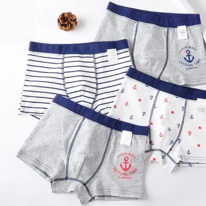 

4pcs One Lot Cotton Material Underwear Teenage Kids Boxer Undewear Boys 679