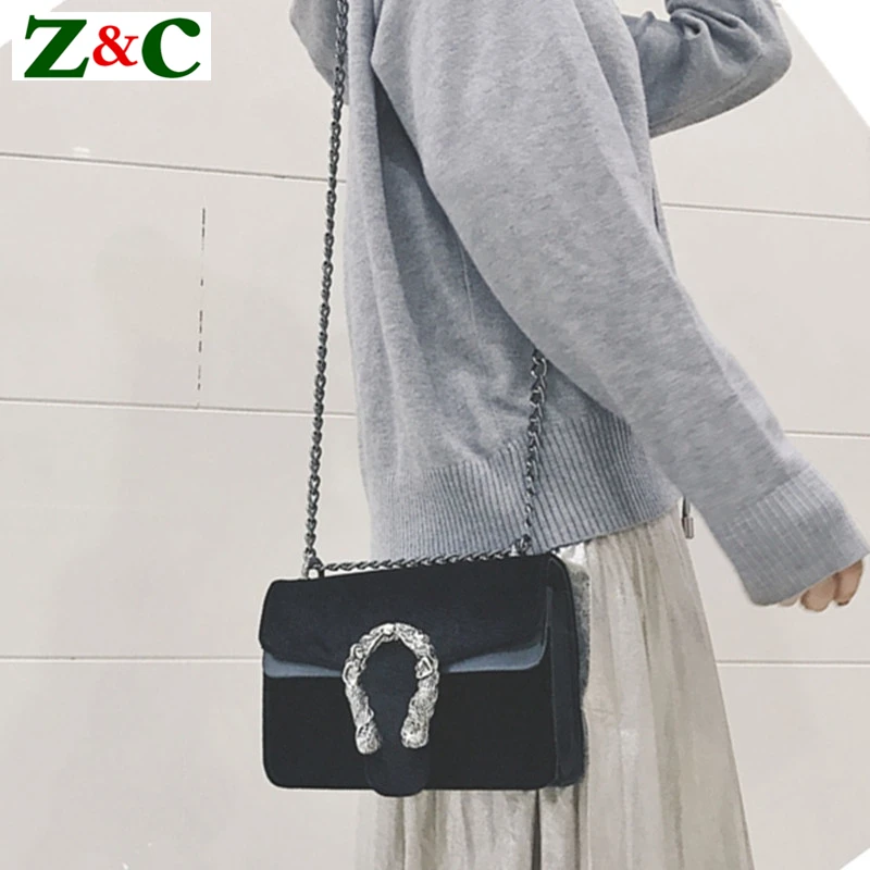 

Fashion Designer Women Shoulder Crossbody Bag Metal Decorative Messenger Bag Casual Velvet Chain Small Flap Handbag Channels Bag