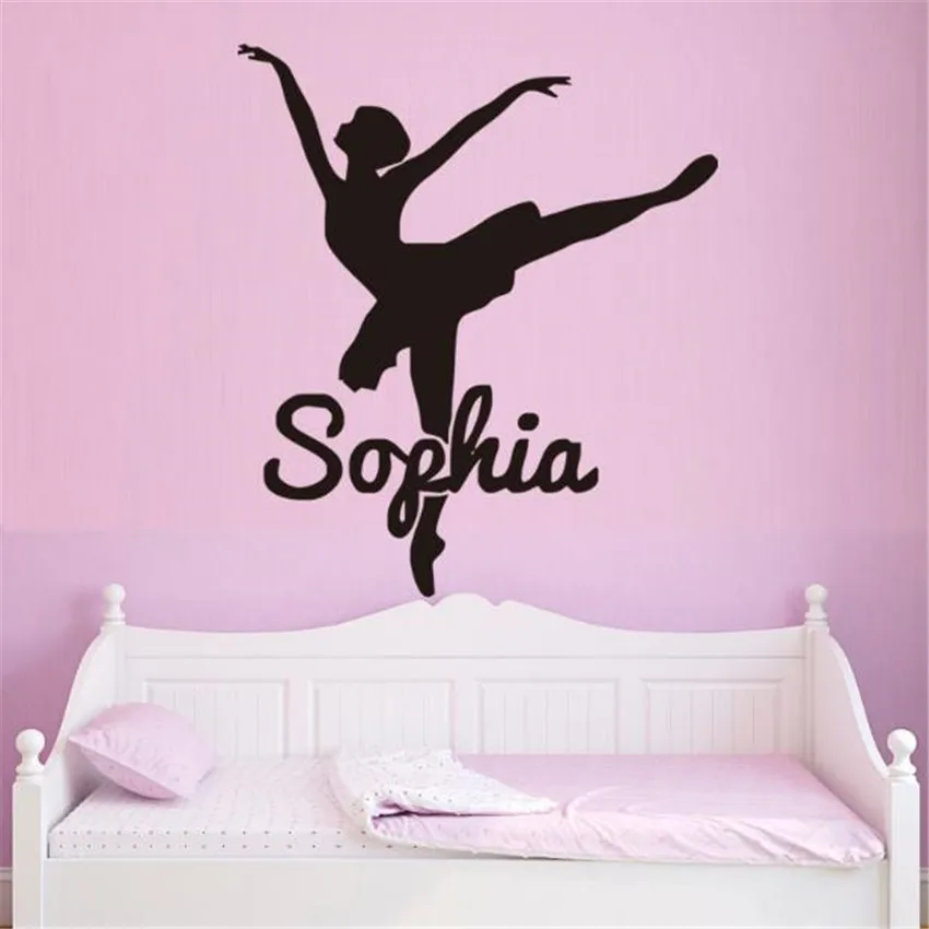 Elegent Ballerina Dancing Personalized Vinyl Decals For Room Decor