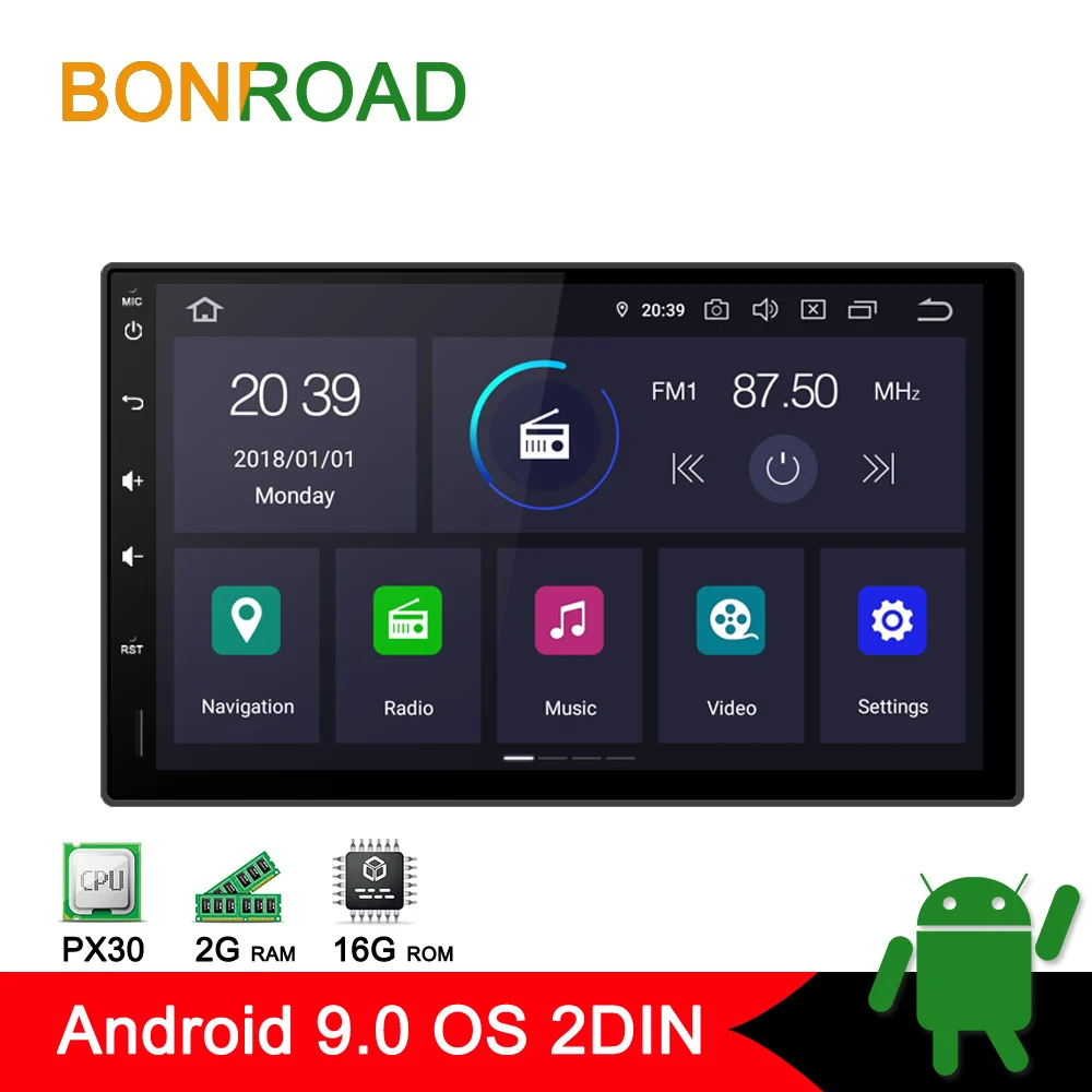 

Bonroad 7" 2 din Android 9.0 Quad Core Car Multimedia Player GPS Navigation Car Radio For Nissan For Hyundai For Kia (no dvd)