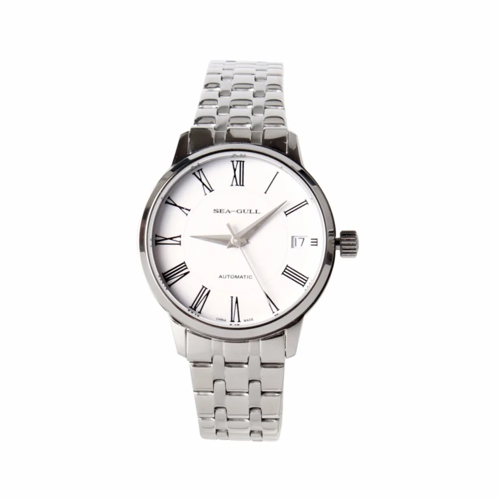 

Seagull Couple Watch For Smaller Dial Numerals Silver Hands See-Through Back Lovers Automatic Women's Men's Watch D816.455L