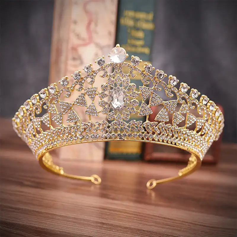 OSALADI Reine De Mariage Couronne Royal Diad/ème En Cristal Vert Strass Couronne Bandeau Bijoux De Mari/ée Couronne Cheveux Accessoires pour Femmes Filles De Mari/ée