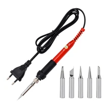 JCsolder 110 В 220 в 60 Вт Электрический паяльник с регулируемой температурой 908 паяльник с качественными паяльниками 5 шт