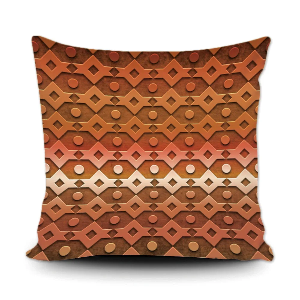 Home Decorative Geometric Cushion Cover Cotton Abstract Copper