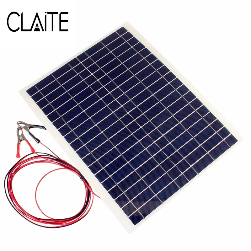Hot Sale 20W 12V PolyCrystalline Epoxy Cells Solar Panel DIY Solar Module Battery Power Charger+2x Alligator Clips+4m Cable Hot Sale 20W 12V PolyCrystalline Epoxy Cells Solar Panel DIY Solar Module Battery Power Charger+2x Alligator Clips+4m Cable