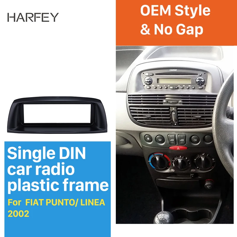 

Harfey Fascia 183*53mm Black Color Install Dash Bezel Trim Kit DVD panel Cover Trim Car Audio Frame for 2002 FIAT PUNTO LINEA