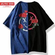 Aelfric Eden, уличная футболка, мужская, с цветочным принтом, футболки, хит, цветные, в стиле пэчворк,, летние, с коротким рукавом, для влюбленных, в стиле хип-хоп, футболки
