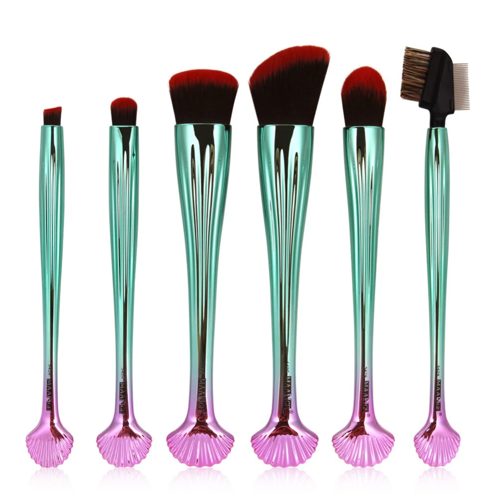 FGHGF 6pcs/kits Cosmetic Shell Makeup Brushes Set Power Foundation Eye