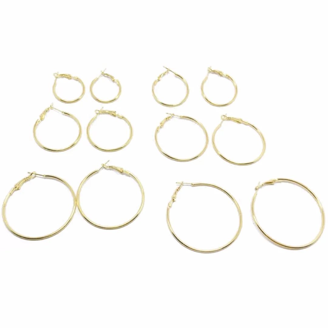 Big Round Circle Earring 6Pairs/set Elegant Women Hoop Earrings boucle d'oreille Bijoux Femme Jewelry Shellhard