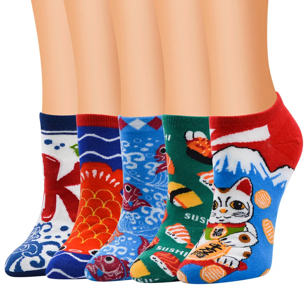 Женские милые горизонтальные разноцветные женские носки без пятки носки с героями мультфильмов летние хлопковые кружевные нескользящие носки#20