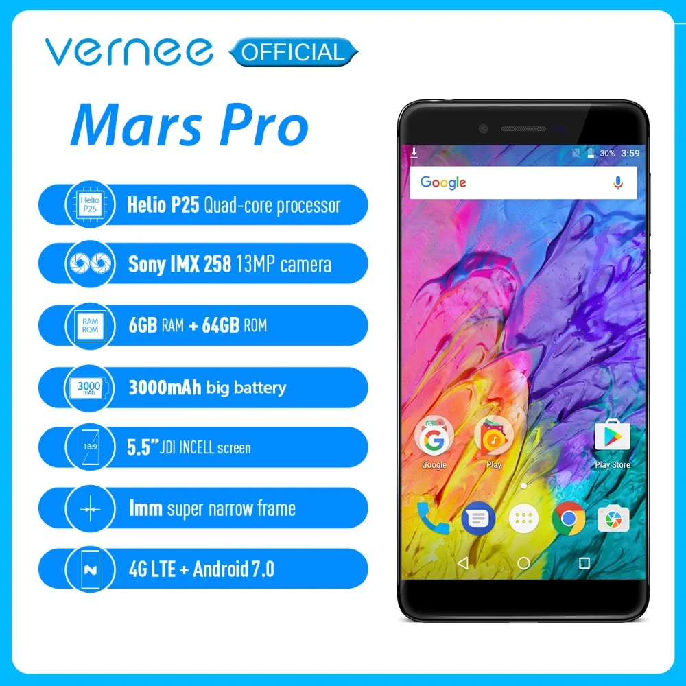 Vernee Mars Pro 6 ГБ 64 Гб телефон MTK6757 Helio P25 смартфон на базе восьмиядерного процессора