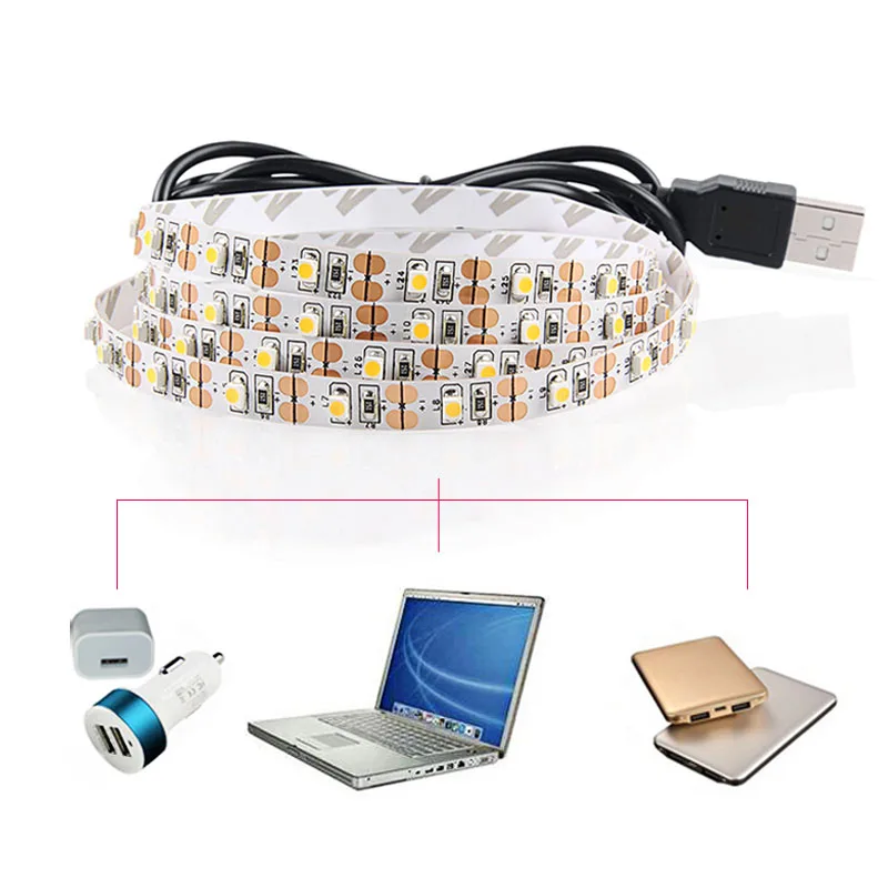 Goodland RGB USB светодиодный светильник SMD3528 светодиодный ленточный DC 5 В светодиодный ленточный светильник для ТВ фона 50 см 1 м 2 м 3 м 4 м 5 м гибкий ленточный светильник