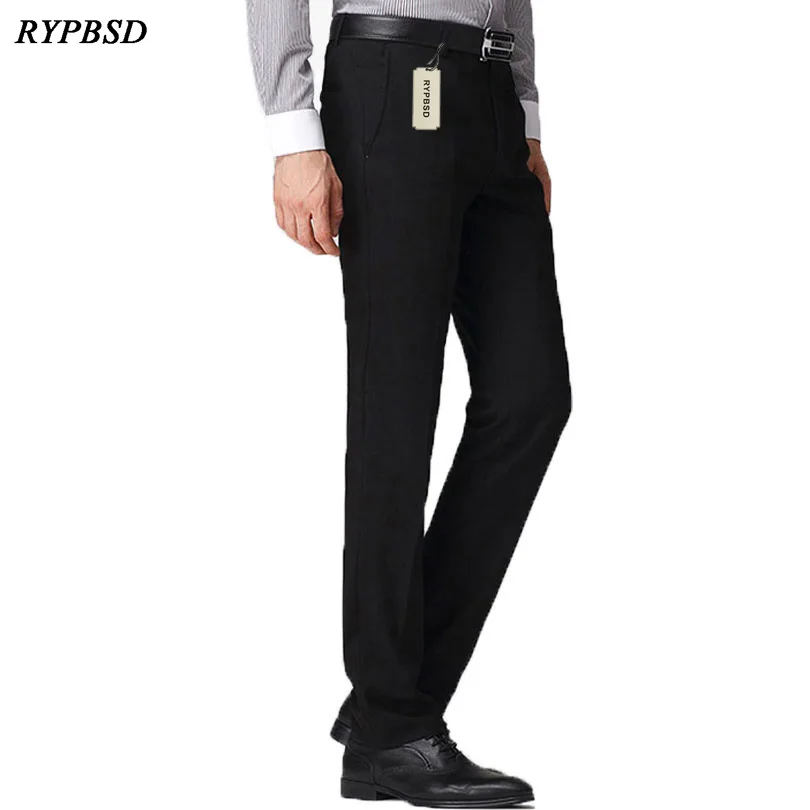 Classic Men Black Suit Pants Business Casual Slim Fit Dress Pants Men ...