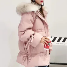 Зимняя женская куртка, новинка, модный пуховик на утином пуху, женская зимняя парка, большой натуральный мех енота, с капюшоном, женские парки, пуховики