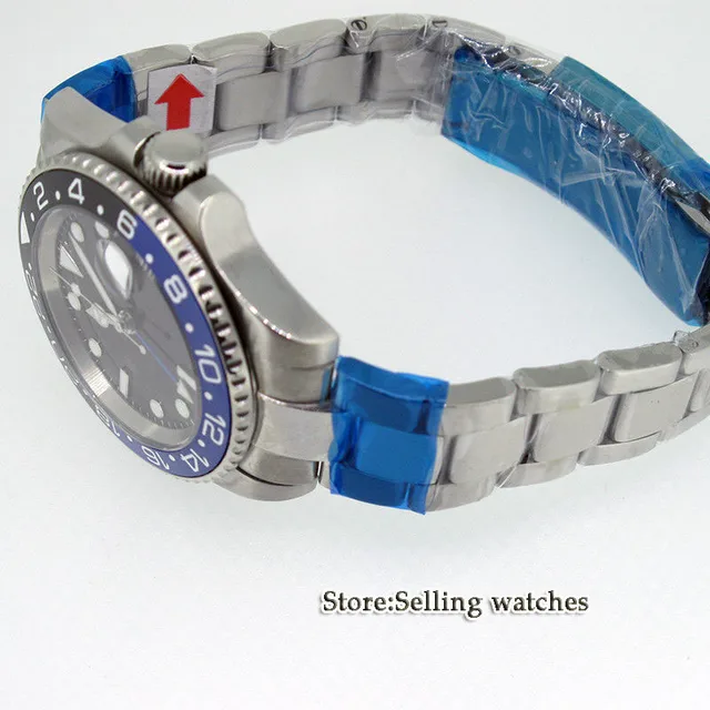 40mm PARNIS Black dial GMT Sapphire Date Automatic movement Watch men’s watch