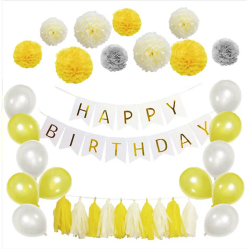 Вечерние украшения на день рождения, набор, вечерние украшения, бумажные цветы-шары, бумажный шар с кисточками, детский душ