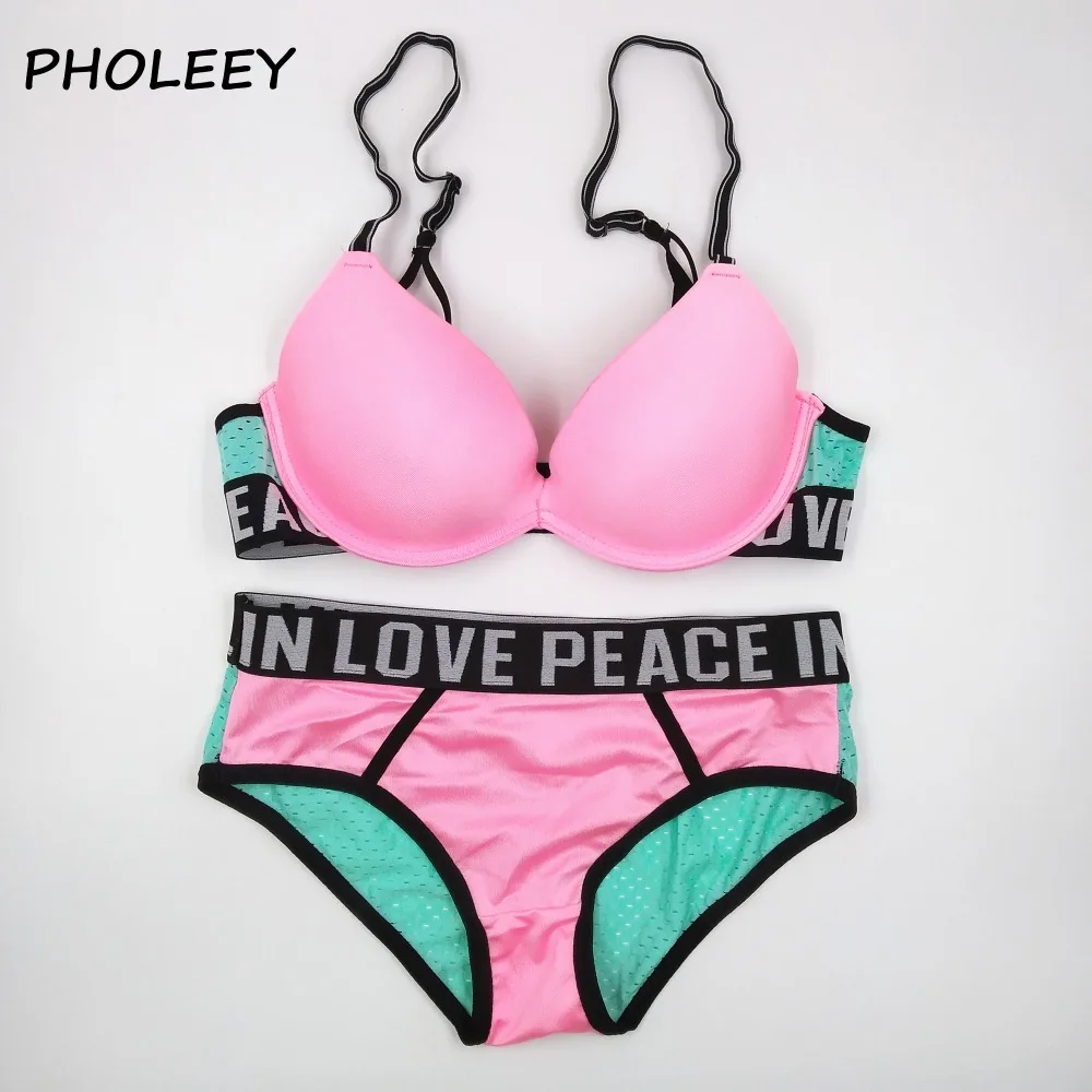 

pholeey new sexy lace Panties white ultra-thin bra breathable gauze deep V-neck women's push up Bra panties set T17739