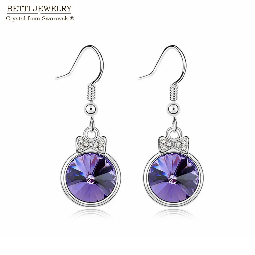 

2016 Valentine's Day gift charming round crystal drop earrings With Crystals From Swarovski for girl wholesale jewelry