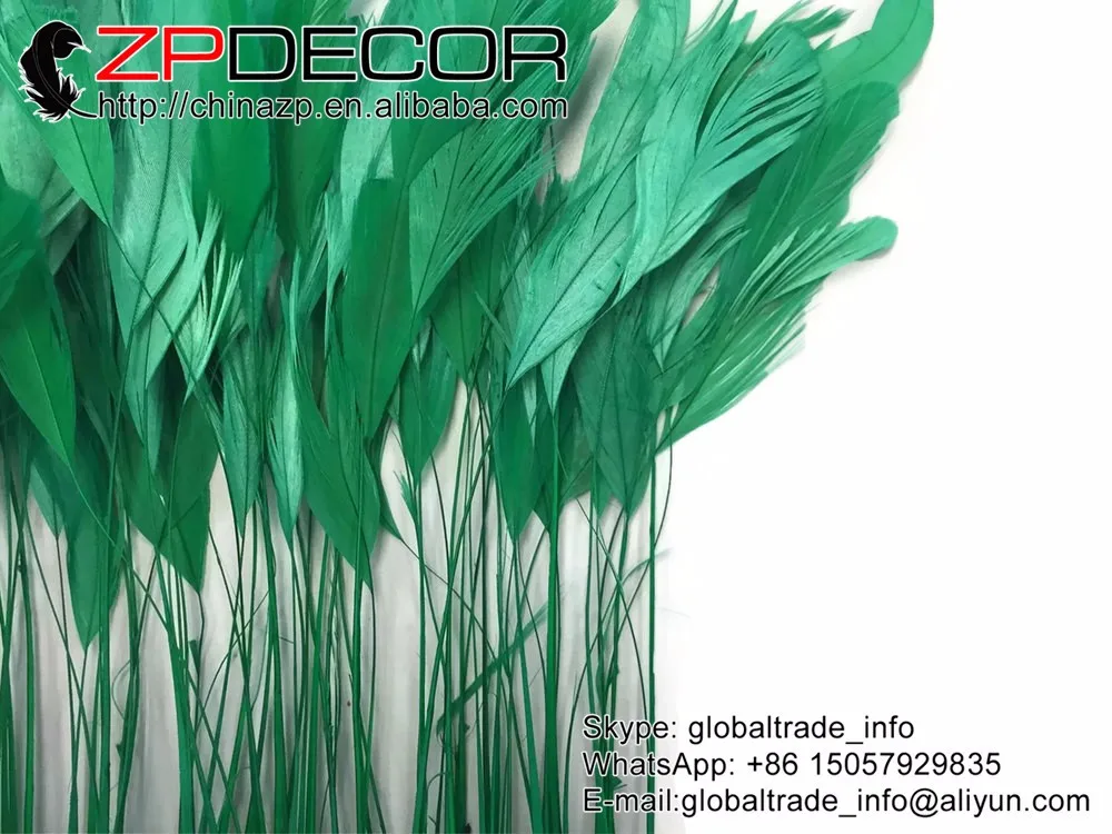 Rooster Tail Feathers, 1 Yard - KELLY GREEN Stripped Coque Tail Feathers Wholesale (bulk) 2