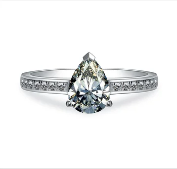 

Fancy Water Drop 1Ct Synthetic Diamant Ring Genuine 925 Sterling Silver Female Ring White Gold Color Wedding Ring