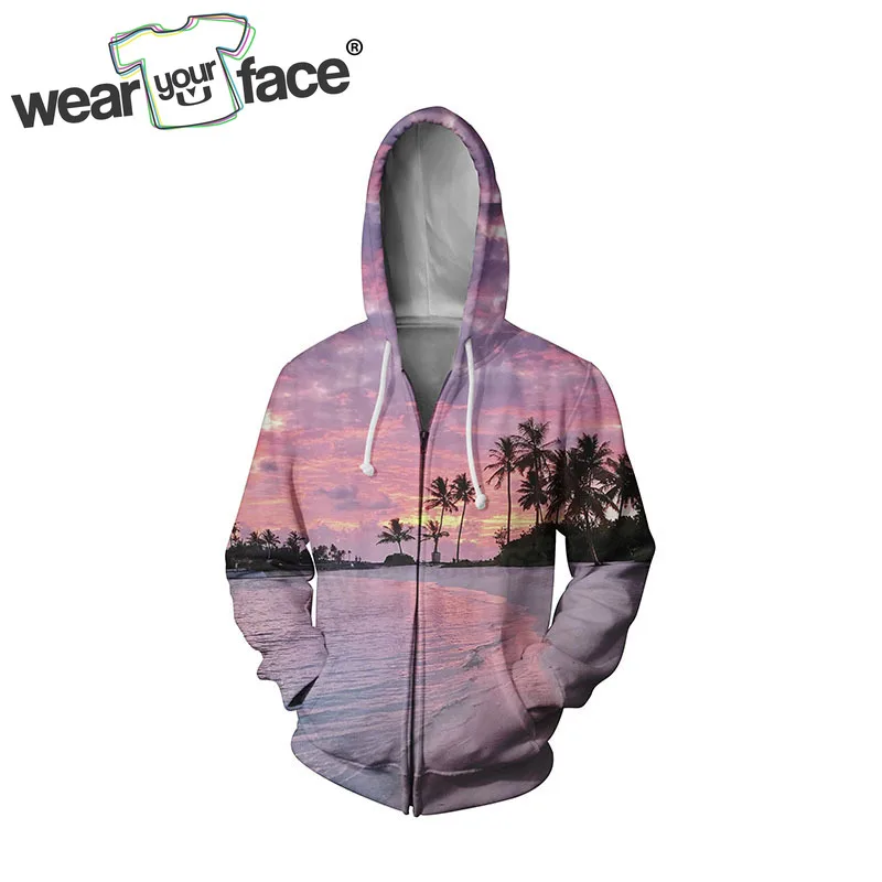 

Palm Trees 3D All Over Printed Zippper Pockets Hoodies Beach Hipster Casual Streetwear Jumper Kid Unisex US Size Dropship