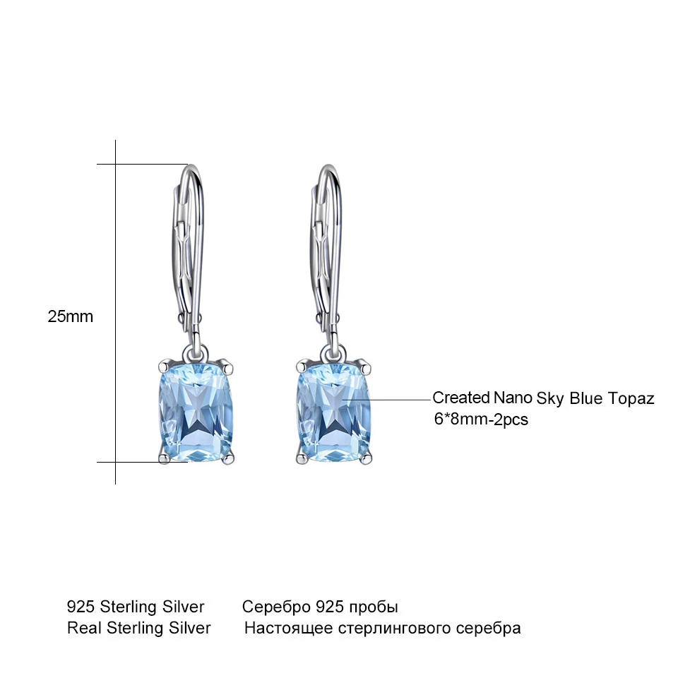 UMCHO подлинные 925 пробы серебряные Небесно Голубой топаз Висячие серьги Элегантные драгоценные камни Свадебные обручальные ювелирные изделия для женщин Подарки