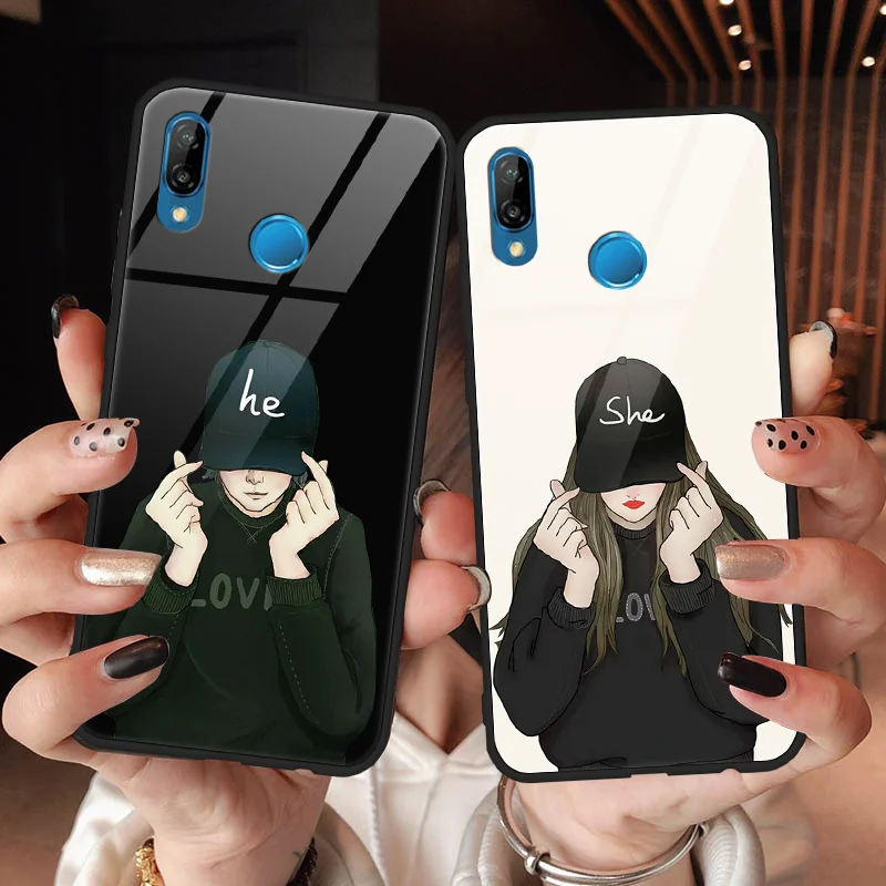 

Tempered Glass Cover For Huawei Mate 9 10 20 X Pro Lite For Huawei Y9 2018 2019 Nova 2i 3 3i 3e 4 Pretty Girls Couple Case Coque