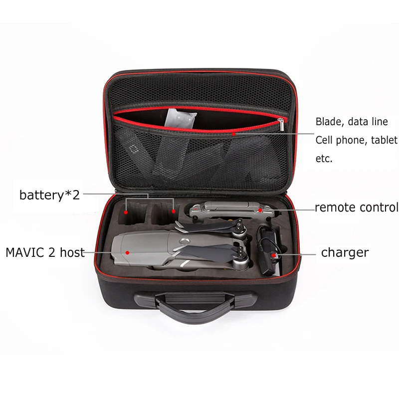 For DJI Mavic 2 Pro Nylon EVA / PU Portable Carry Case Handbag for DJI Mavic 2 ZOOM Drone Storage Bag Box Body Accessories