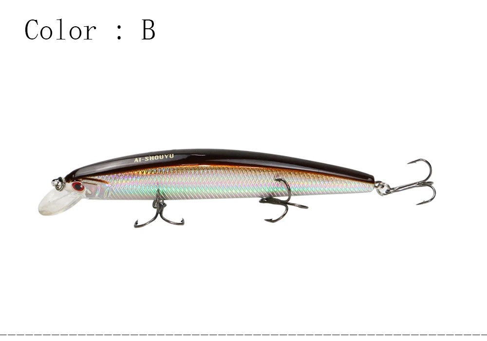 AI-SHOUYU 1 шт искусственные приманки Рыбалка Жесткий минноу приманки 105 мм 17 г приманки с 3 высоких Суспендер с крючком глубина 0,5-1,0 m