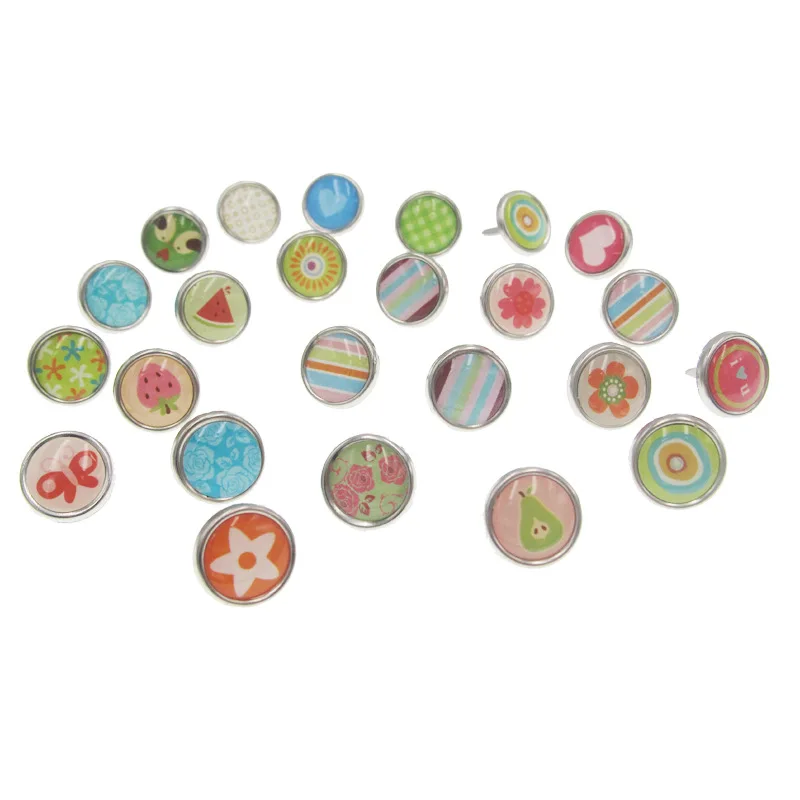 

50 pcs Fashion Mixed Card Pastel Stamping Round Brads Scrapbooking Embellishment DIY Home Accessories Craft Decoration