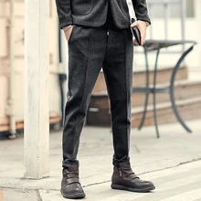 Метросексуал человек досуг тонкий резиновые талии повседневные Европейский стиль длинные штаны весенние мужские шерстяные брендовые дизайнерские брюки K7035