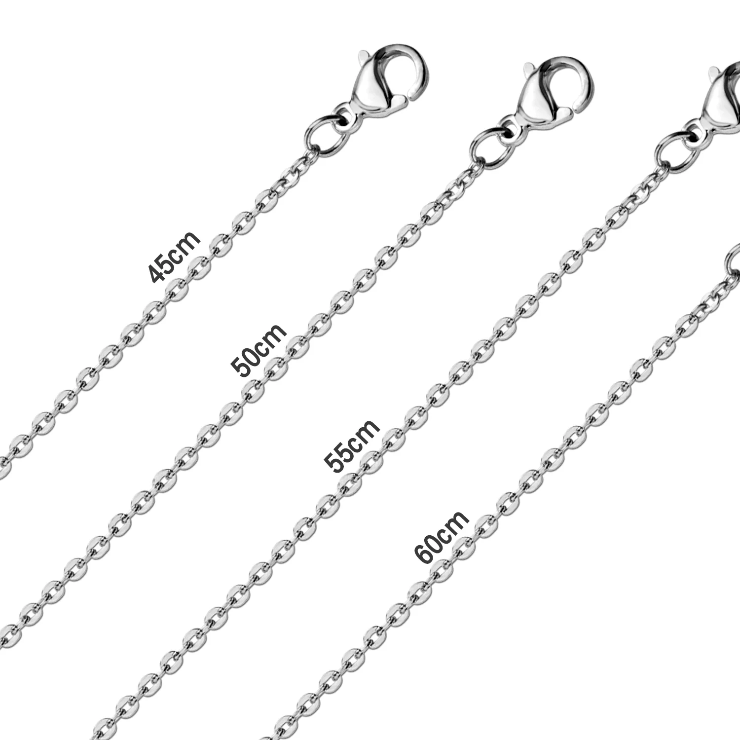 ASONSTEEL, 10 шт./лот, 2 мм, нержавеющая сталь, серебряный цвет, кубинская цепочка Rolo, серебристые цепи, ожерелья для женщин/мужчин